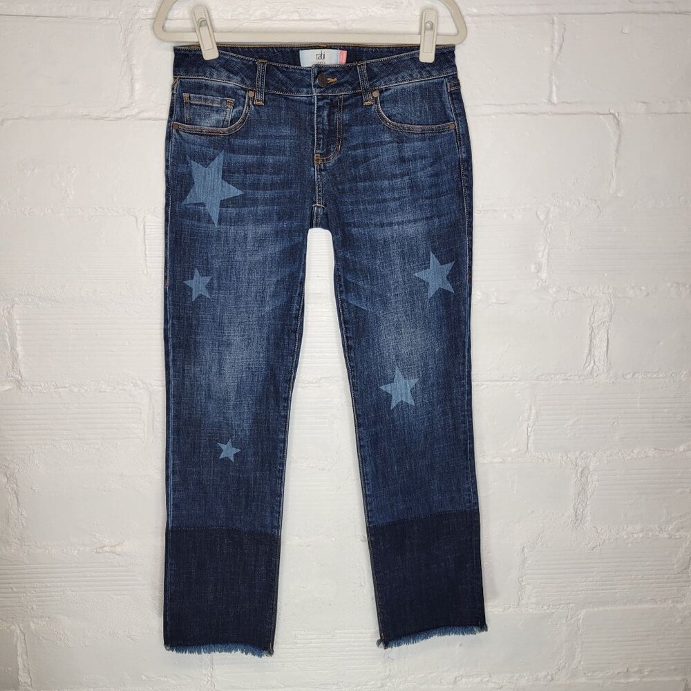 Cabi Jeans Women's Sie 2 Jeans Slim Boyfriend Stars Raw Hem